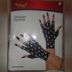 Unholy Black Gloves with Cross Design